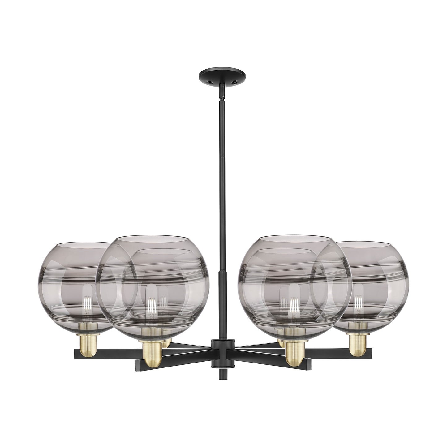 Innovations Rochester 40in 6-Light Chandelier | Industrial Black Antique Brass and Light Smoke Glass | Kitchen Island & | Model 716-6CR-BAB-G556-10SM