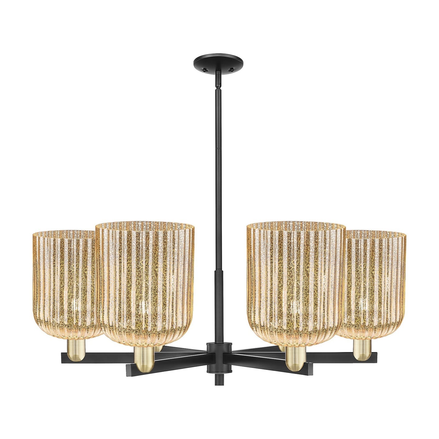 Innovations Bridal Veil 38in 6-Light Chandelier | Industrial Black Antique Brass and Mercury Ribbed Glass | Dining Room & | Model 716-6CR-BAB-G559-8ME