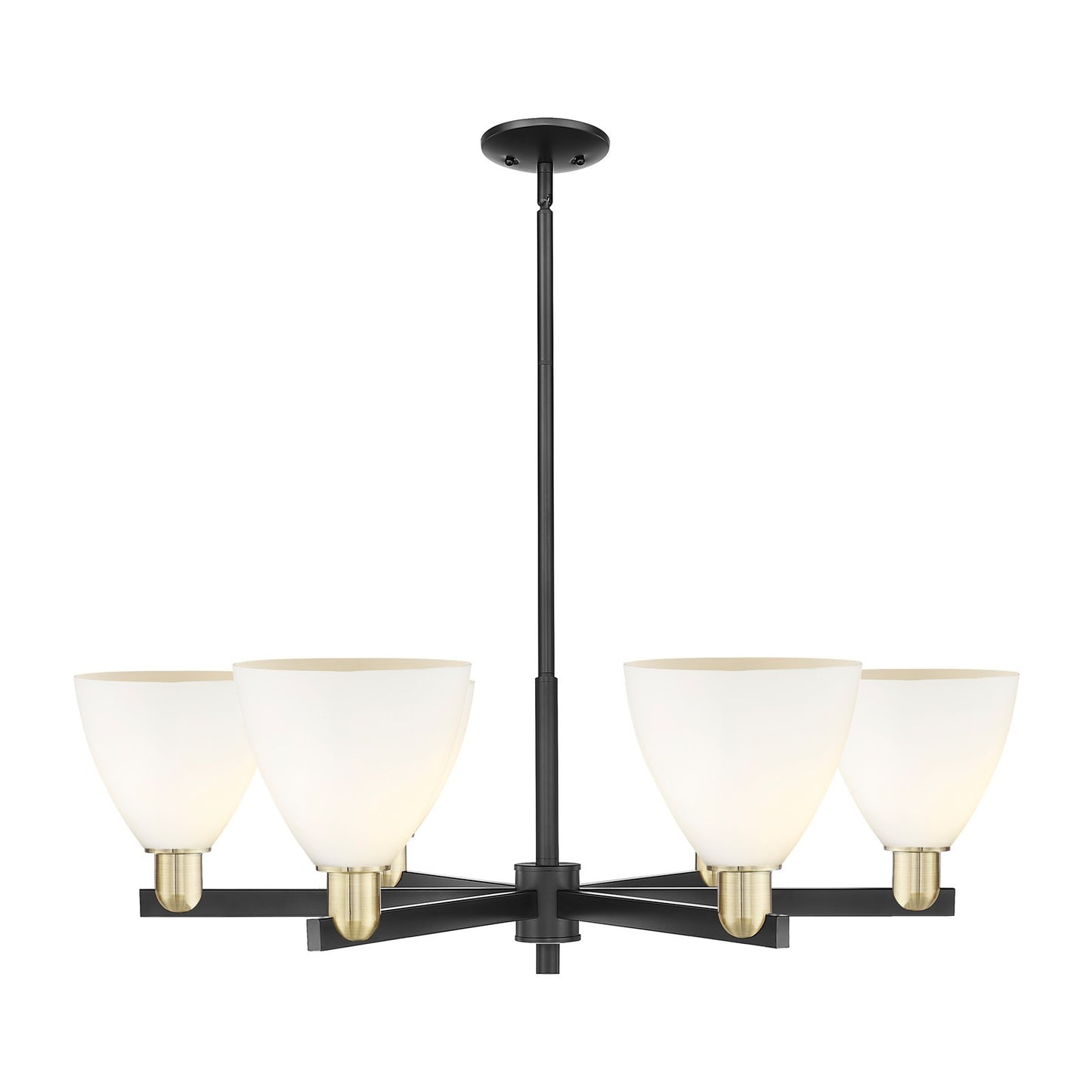 Innovations Bristol 37in 6-Light Chandelier | Industrial Black Antique Brass and Matte White Glass | Kitchen Island & Dining | Model 716-6CR-BAB-GBD-751
