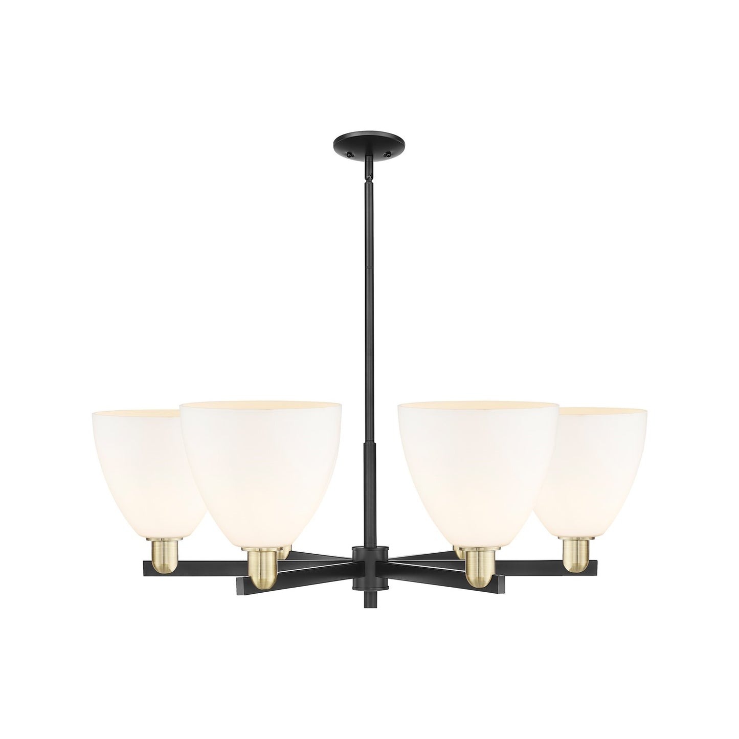 Innovations Bristol 39in 6-Light Chandelier | Industrial Black Antique Brass and Matte White Glass | Kitchen Island & Dining | Model 716-6CR-BAB-GBD-91