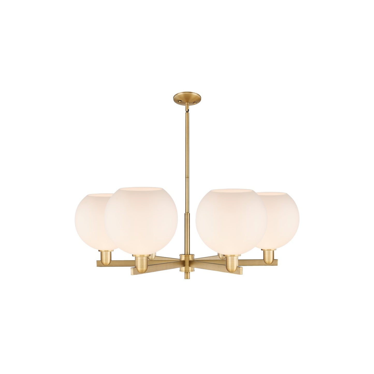 Innovations Athens 40in 6-Light Chandelier | Industrial Brushed Brass Steel and Matte White Glass | Kitchen Island & Dining | Model 716-6CR-BB-G121-10