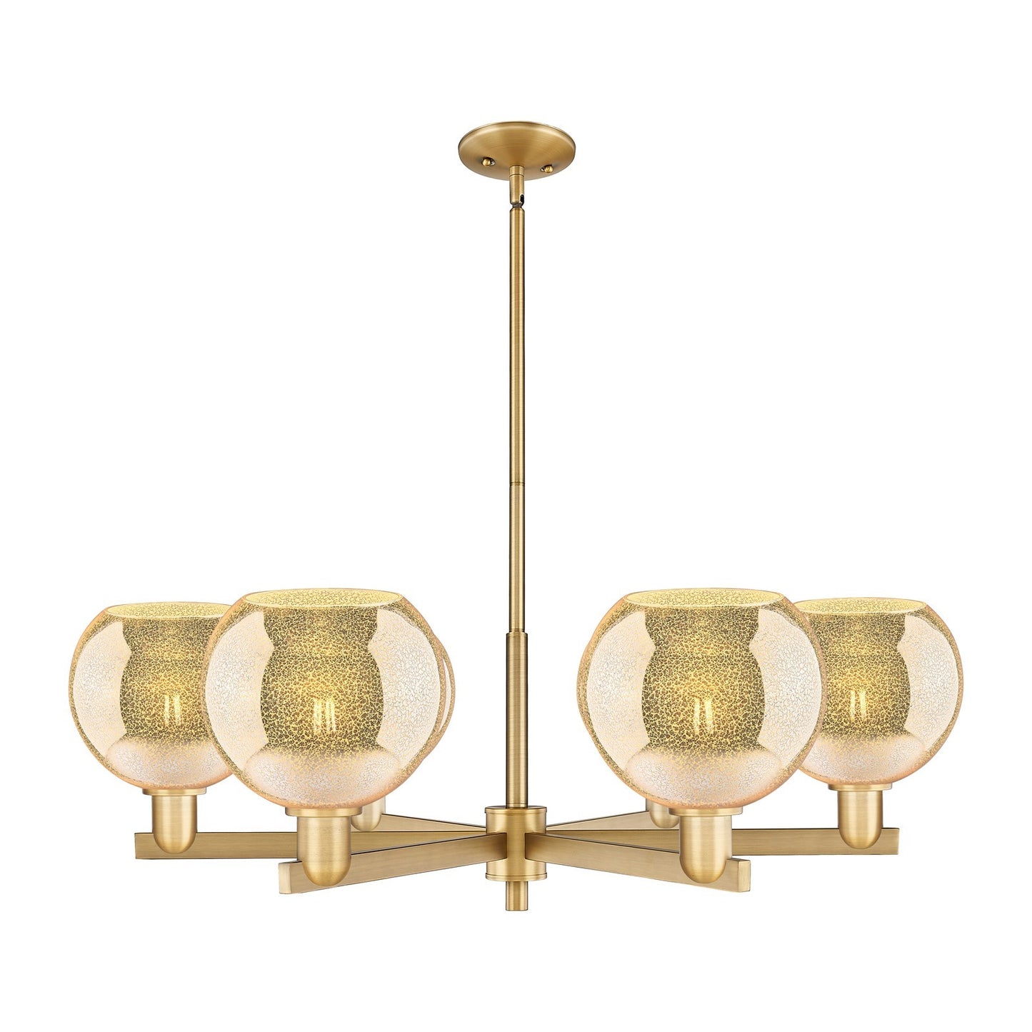 Innovations Athens 38in 6-Light Chandelier | Industrial Brushed Brass and Mercury Glass | Dining Room & Living Room | Model 716-6CR-BB-G128-8