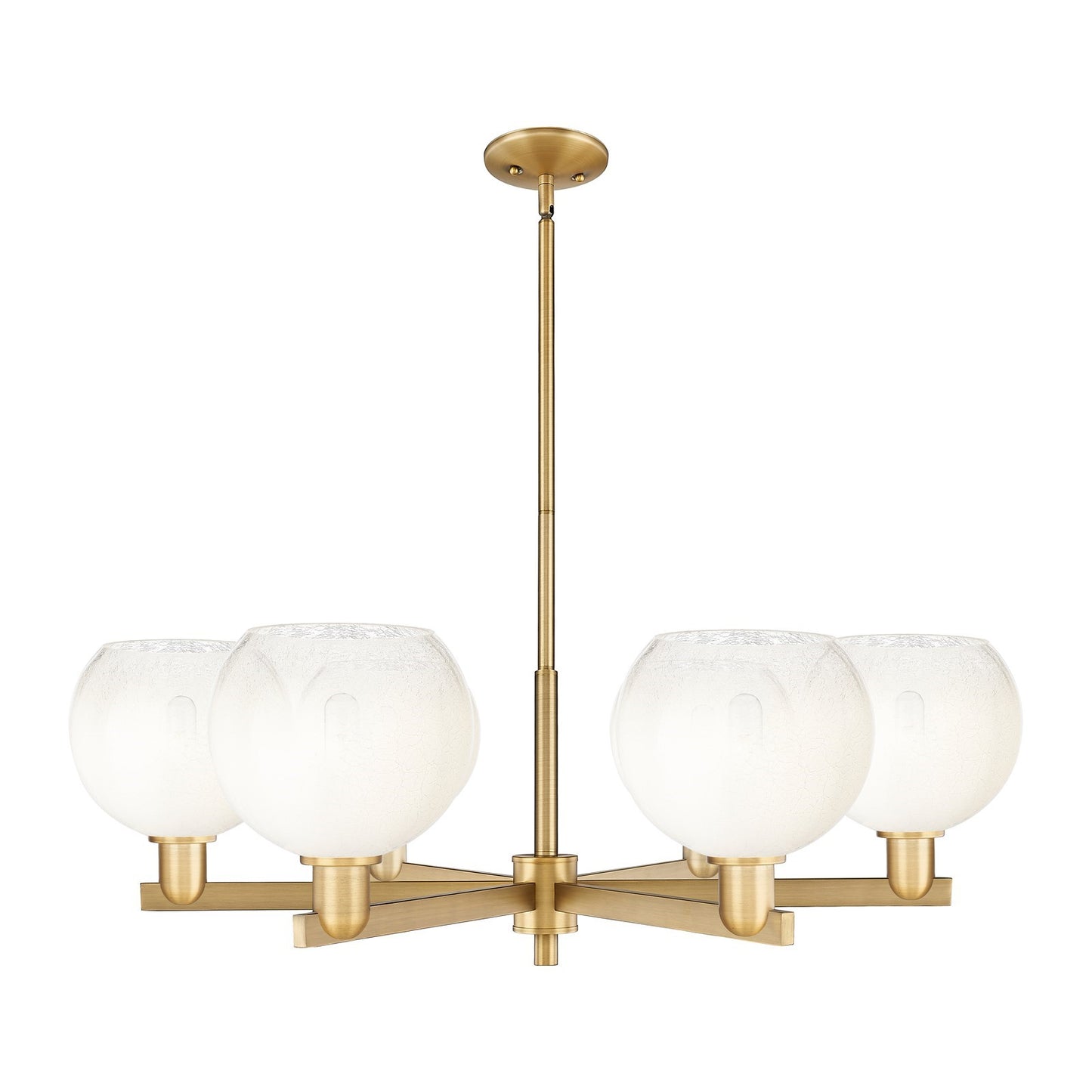 Innovations Brookhaven Globe 38in 6-Light Chandelier | Industrial Brushed Brass Steel and Opal Glass | Dining Room & Living | Model 716-6CR-BB-G483-8OP