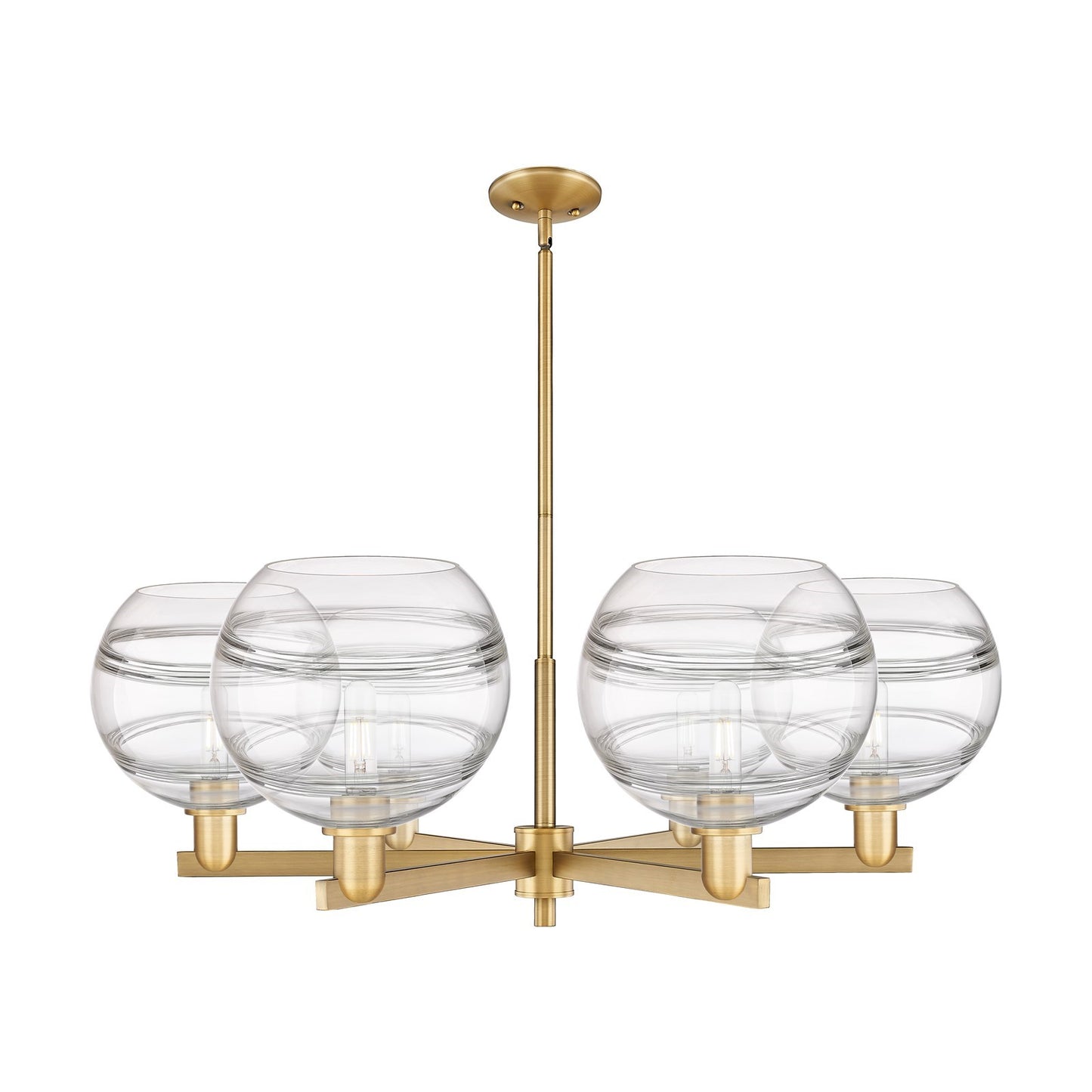 Innovations Rochester 40in 6-Light Chandelier | Industrial Brushed Brass Steel and Clear Glass | Dining Room & Living Room | Model 716-6CR-BB-G556-10CL