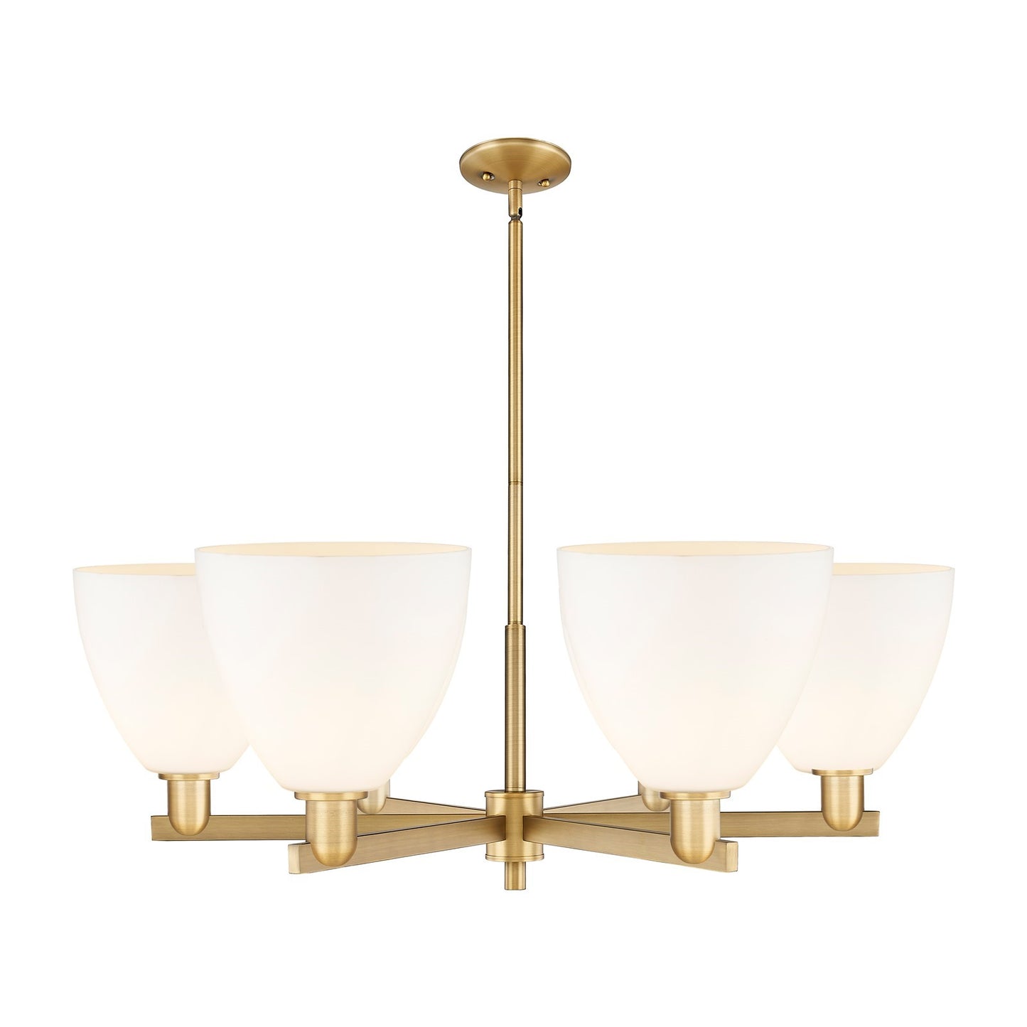 Innovations Bristol 39in 6-Light Chandelier | Industrial Brushed Brass Steel and Matte White Glass | Kitchen Island & Dining | Model 716-6CR-BB-GBD-91