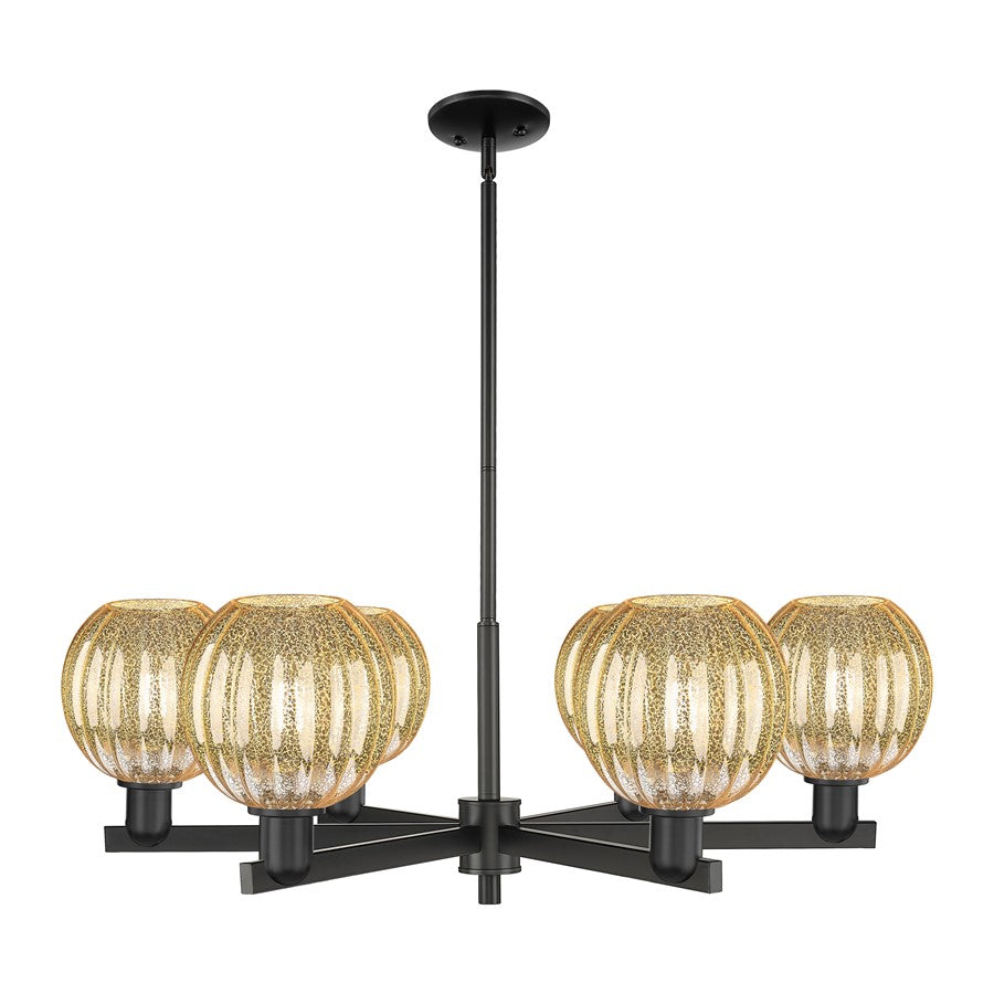 Innovations Preston 6Lt 24" Globe Stem Chandelier, BK/MC - 716-6CR-BK-G458-7ME