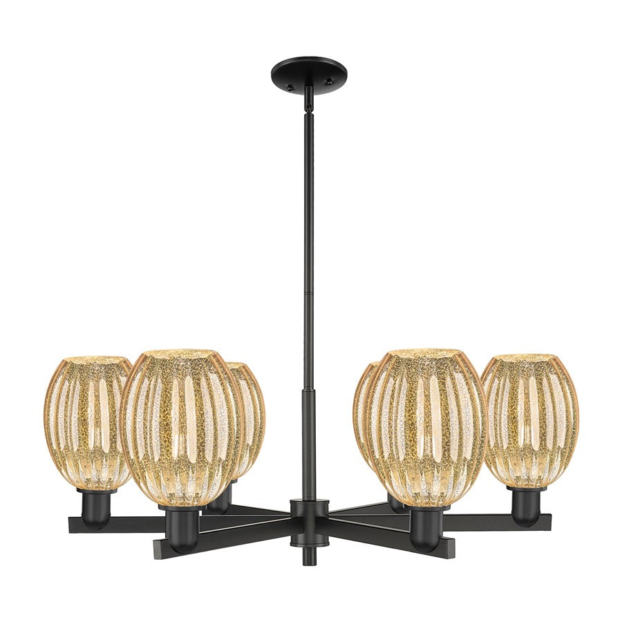 Innovations Preston 6Lt 24" Bell Stem Chandelier, BK/MC - 716-6CR-BK-G459-6ME