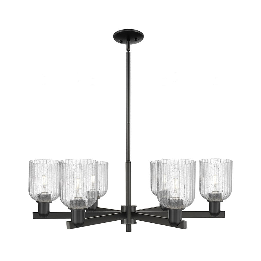 Innovations Bridal Veil 6Lt 35" Stem Chandelier, BK/Seed - 716-6CR-BK-G559-5SDY