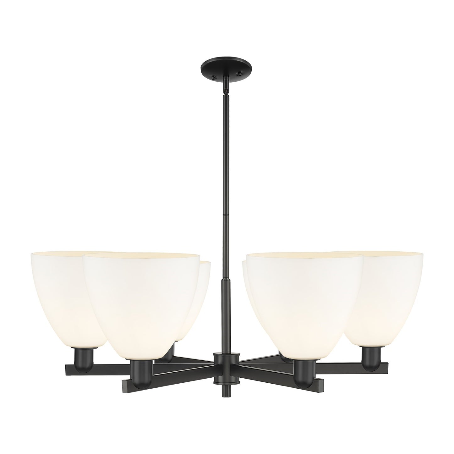 Innovations Bristol 39in 6-Light Chandelier | Industrial Matte Black Steel and Matte White Glass | Dining Room & Living Room | Model 716-6CR-BK-GBD-91