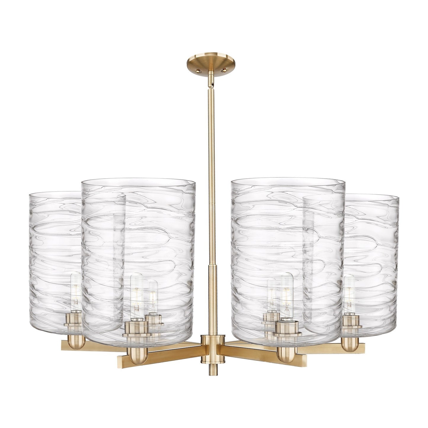 Innovations Cobbleskill 39in 6-Light Chandelier | Industrial Champagne Bronze Steel and Deco Swirl Glass | Dining Room & Living | Model 716-6CR-CB-G1113-L