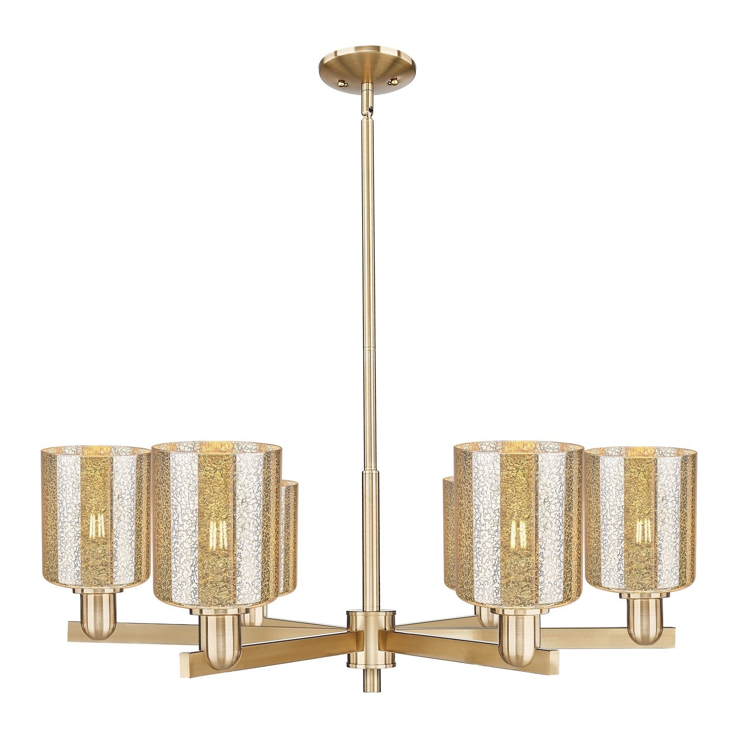 Innovations Cobbleskill 35in 6-Light Chandelier | Industrial Champagne Bronze Steel and Mercury Glass Drum Shade | Dining Room & | Model 716-6CR-CB-G116