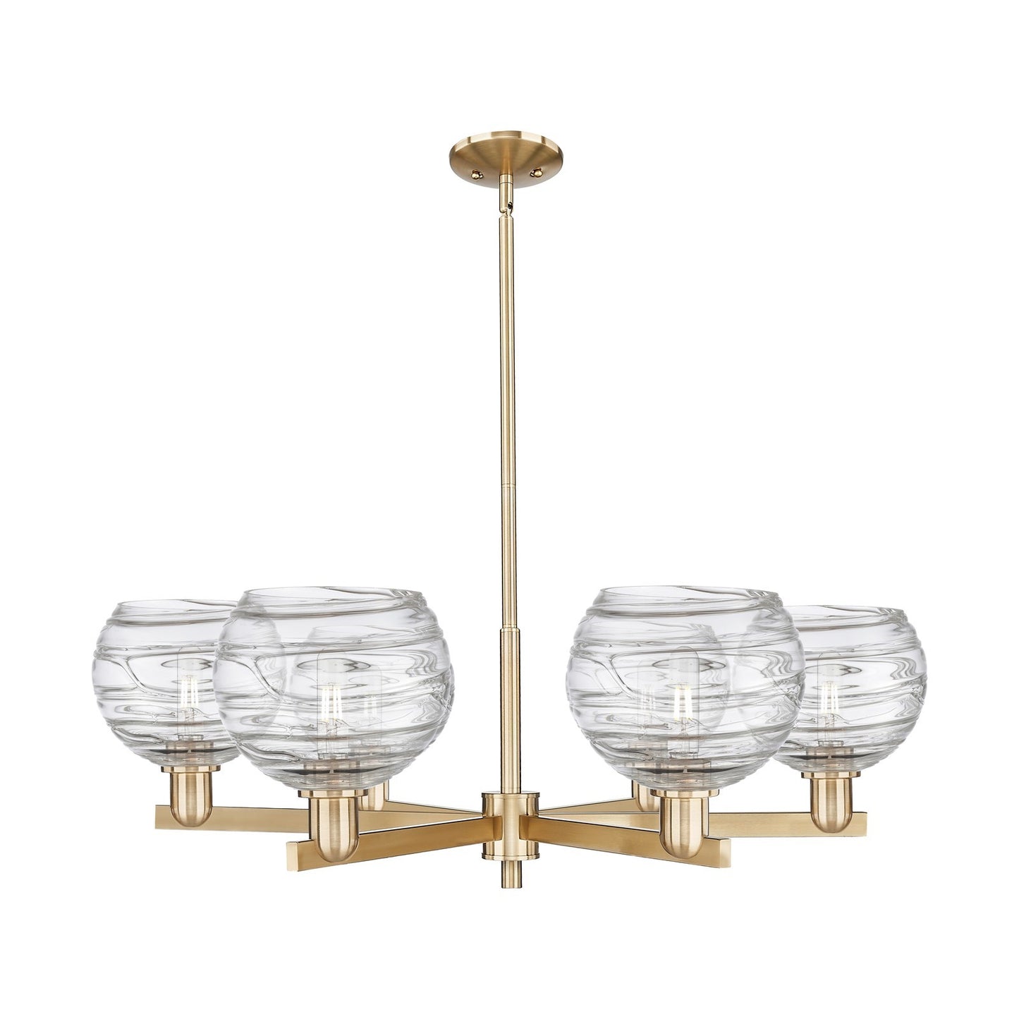 Innovations Athens Deco Swirl 38in 6-Light Chandelier | Industrial Champagne Bronze Steel and Clear Deco Swirl Glass | Dining | Model 716-6CR-CB-G1213-8CL