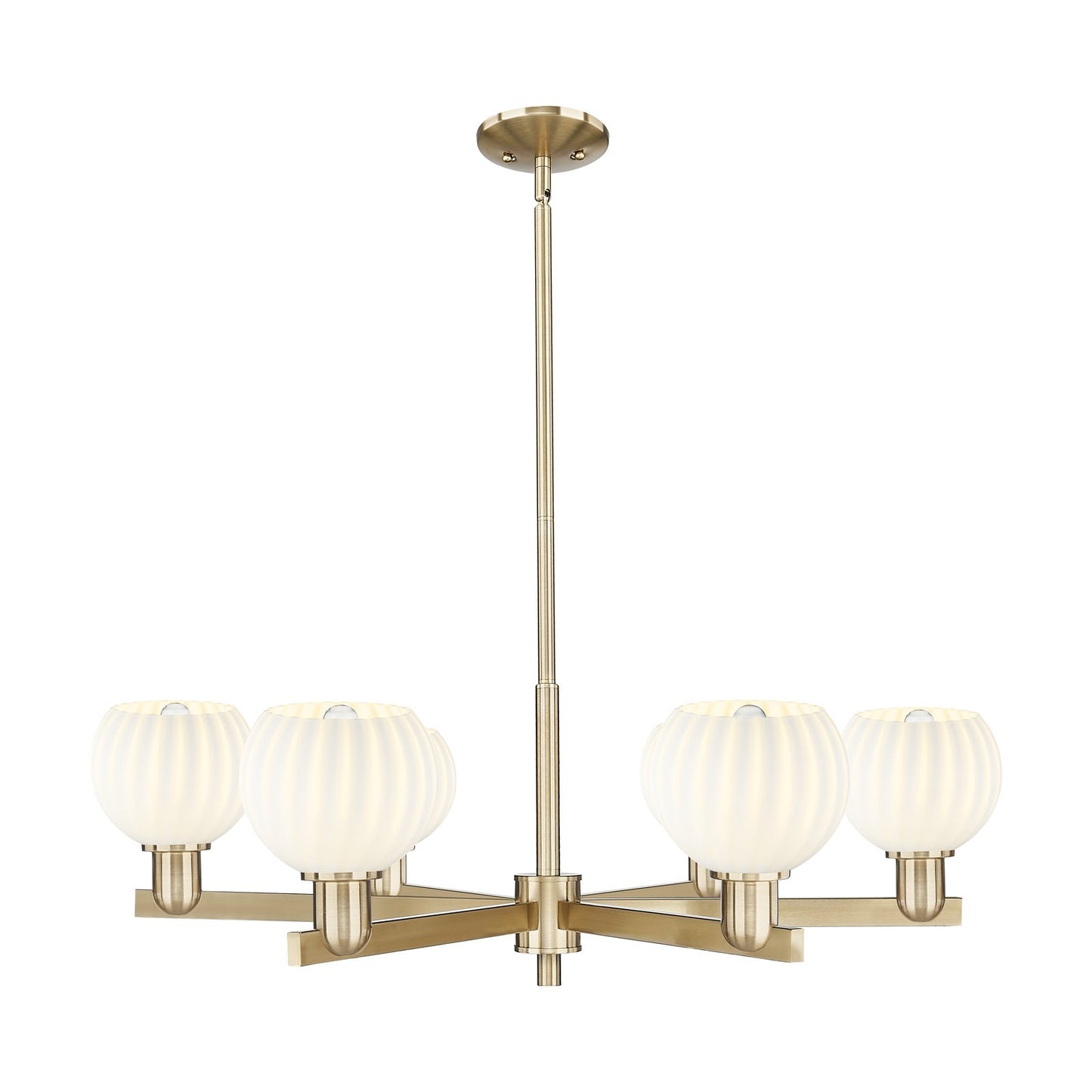 Innovations Lighting White Venetian 36in 6-Light Chandelier | Industrial Champagne Bronze Steel and White Glass | Dining Room | Model 716-6CR-CB-G1217-6WV