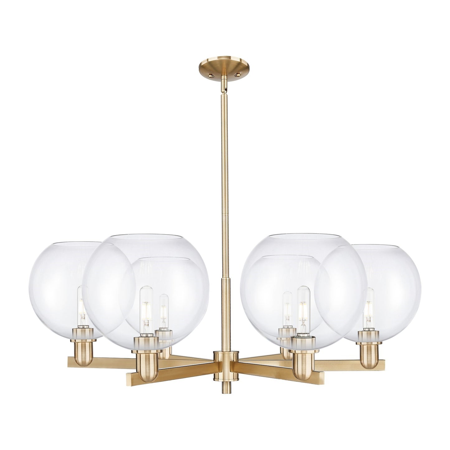 Innovations Athens 40in 6-Light Chandelier | Industrial Champagne Bronze Steel and Clear Glass | Dining Room & Living Room | Model 716-6CR-CB-G122-10