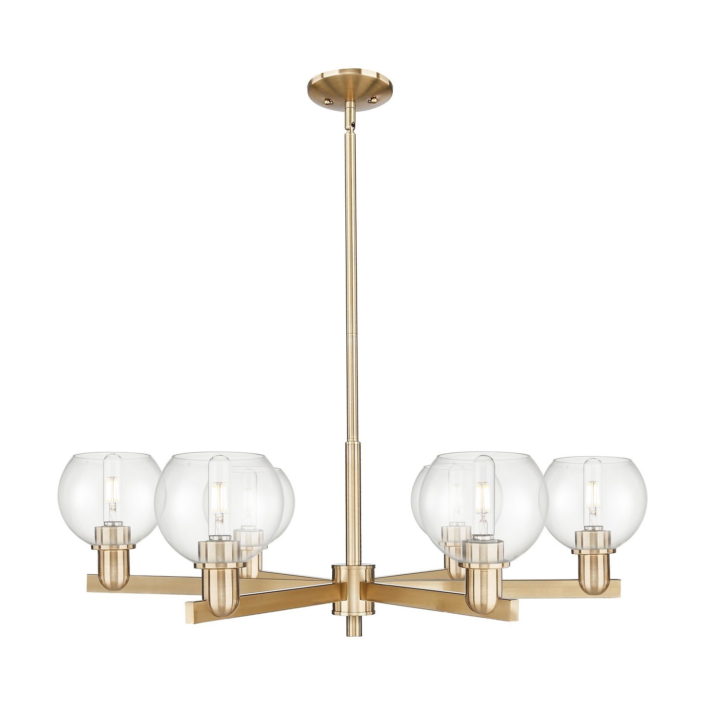 Innovations Athens 36in 6-Light Chandelier | Industrial Champagne Bronze Steel and Clear Glass | Dining Room & Living Room | Model 716-6CR-CB-G122-6