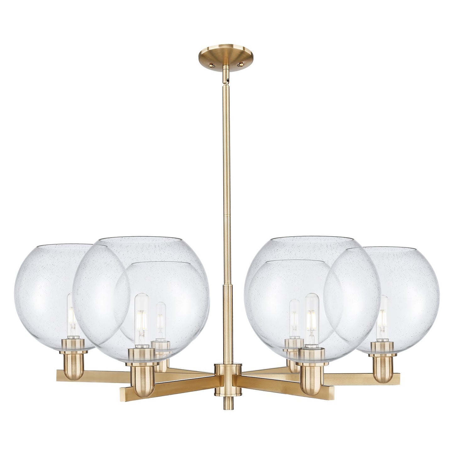 Innovations Athens 40in 6-Light Chandelier | Industrial Champagne Bronze Steel and Seedy Glass | Dining Room & Living Room | Model 716-6CR-CB-G124-10