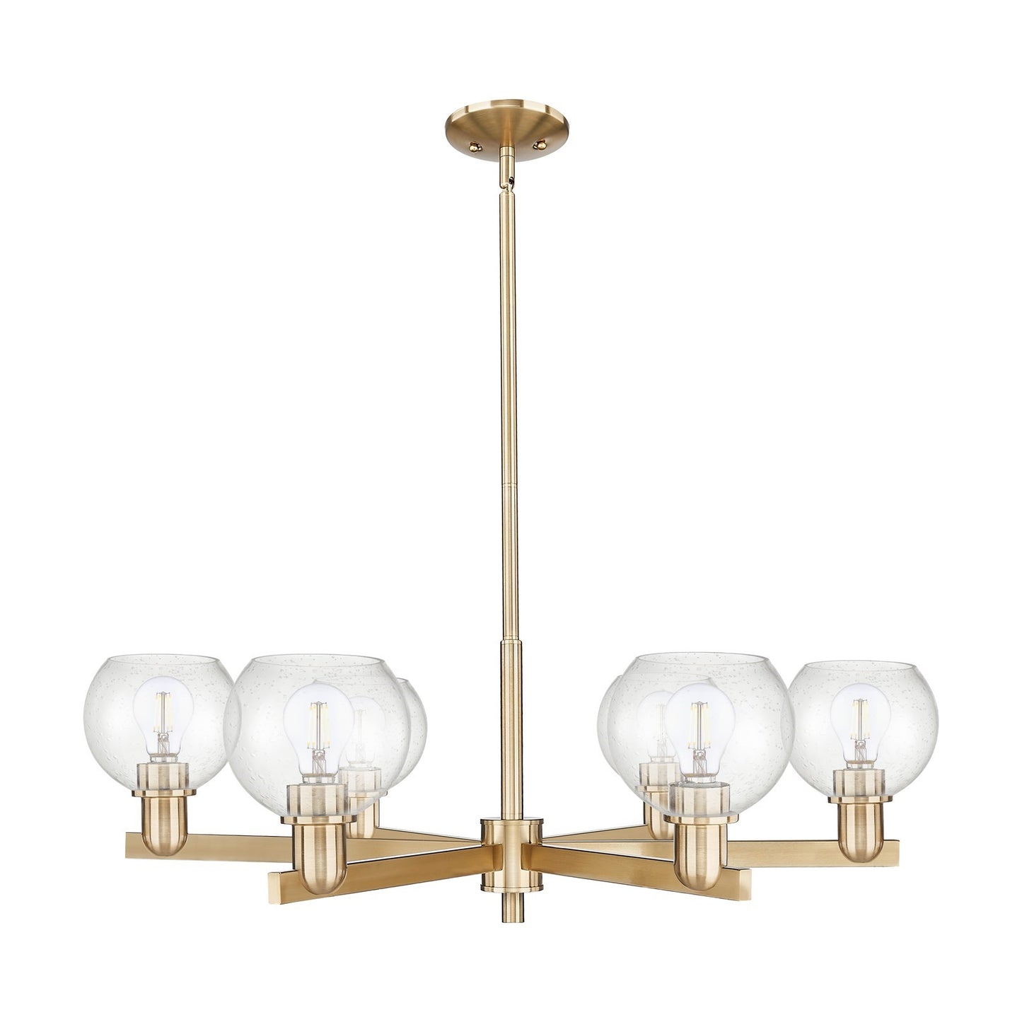 Innovations Athens 36in 6-Light Chandelier | Industrial Champagne Bronze Steel and Seedy Glass | Dining Room & Living Room | Model 716-6CR-CB-G124-6