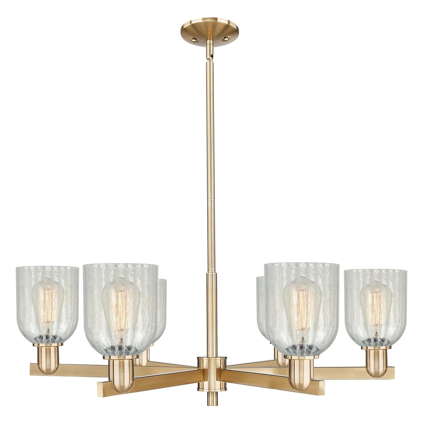Innovations Caledonia 35in 6-Light Chandelier | Industrial Champagne Bronze Steel and Mouchette Glass | Dining Room & Living Room | Model 716-6CR-CB-G2511