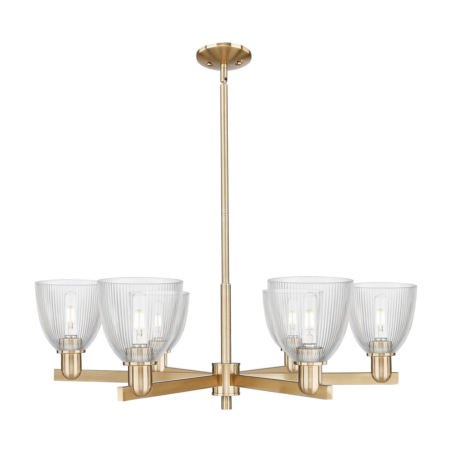 Innovations Castile 36in 6-Light Chandelier | Industrial Champagne Bronze Steel and Clear Glass | Dining Room & Living Room | Model 716-6CR-CB-G382