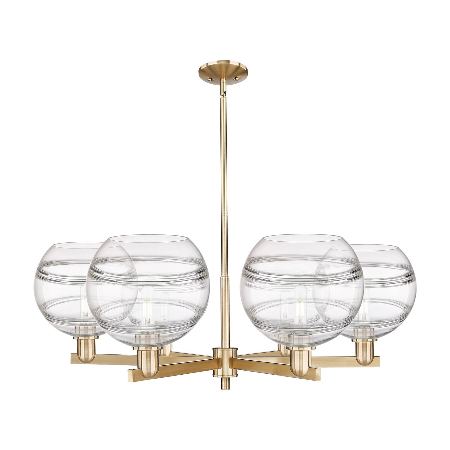 Innovations Rochester 40in 6-Light Chandelier | Industrial Champagne Bronze Steel and Clear Glass | Dining Room & Living Room | Model 716-6CR-CB-G556-10CL