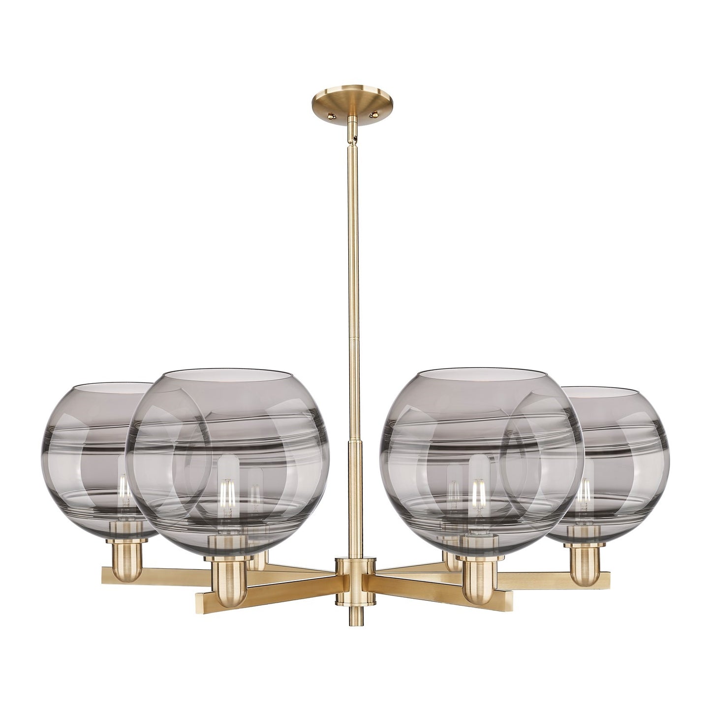 Innovations Rochester 40in 6-Light Chandelier | Industrial Champagne Bronze Steel and Light Smoke Glass | Dining Room & | Model 716-6CR-CB-G556-10SM