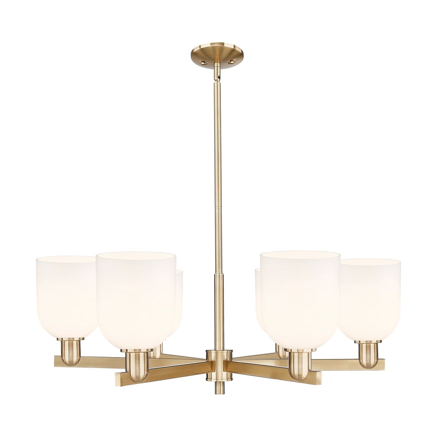 Innovations Bella 35in 6-Light Chandelier | Industrial Champagne Bronze Steel and White Glass | Kitchen Island & Dining Room | Model 716-6CR-CB-G558-6GWH