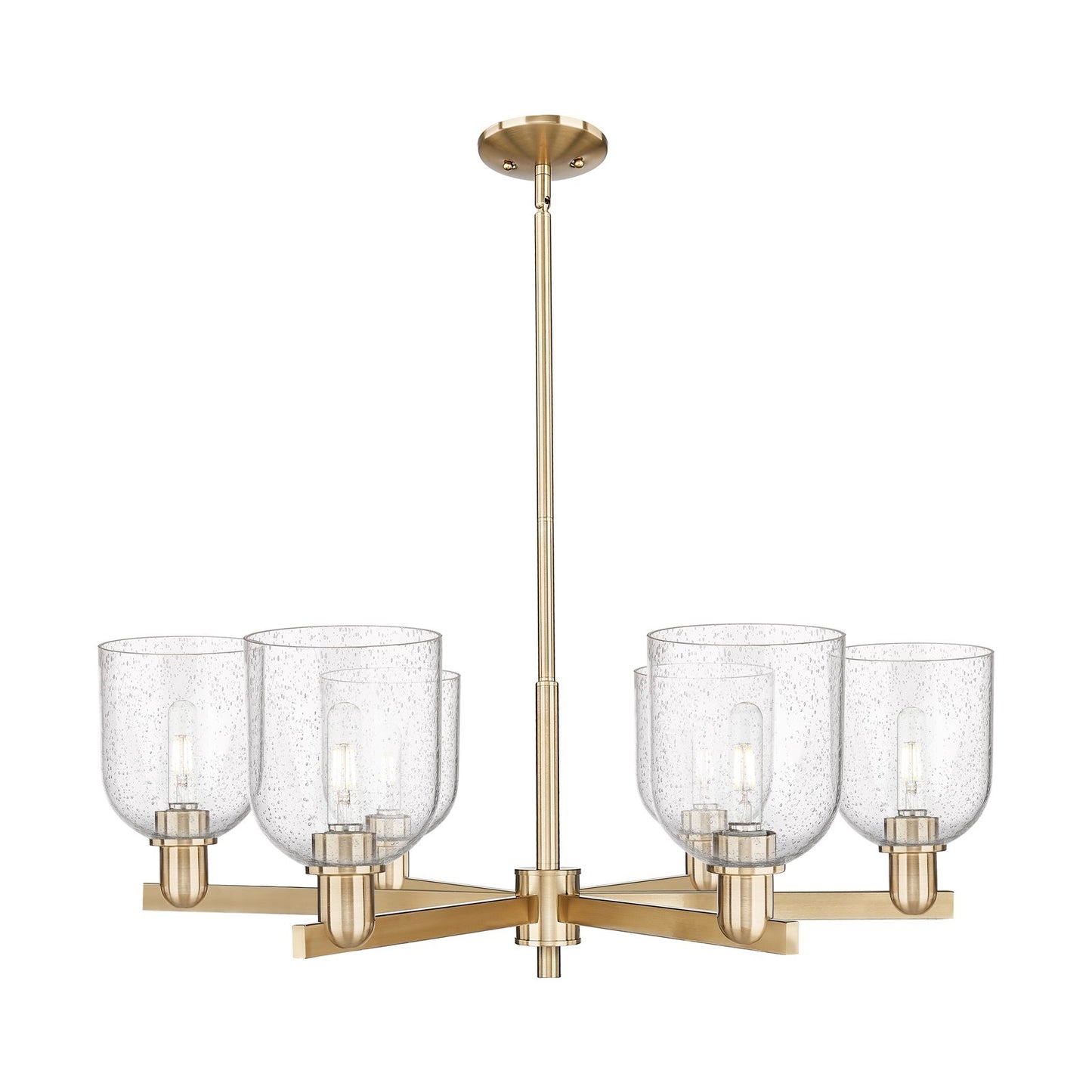Innovations Bella 35in 6-Light Chandelier | Industrial Champagne Bronze Steel and Seedy Glass | Dining Room & Living Room | Model 716-6CR-CB-G558-6SDY