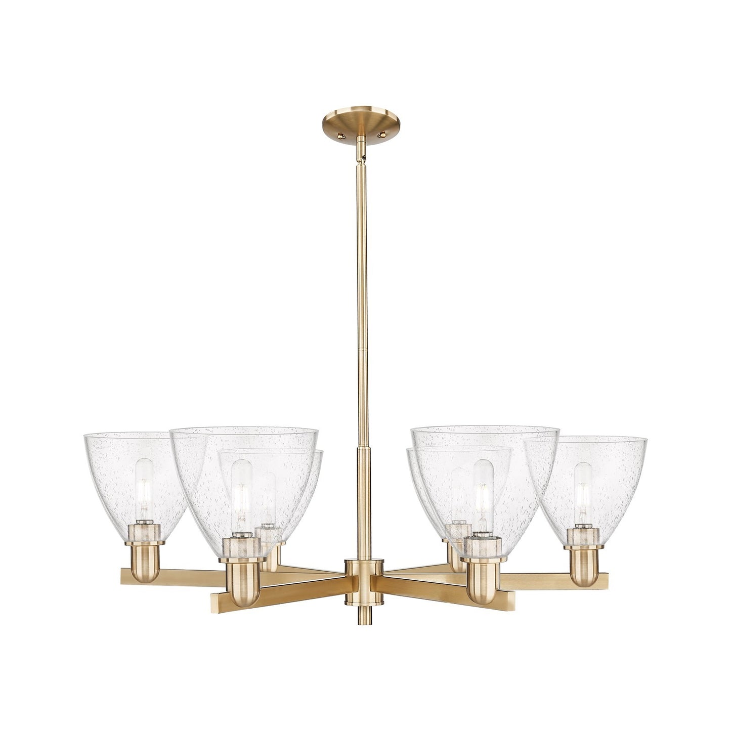 Innovations Bristol 37in 6-Light Chandelier | Industrial Champagne Bronze Steel and Seedy Glass | Dining Room & Living Room | Model 716-6CR-CB-GBD-754