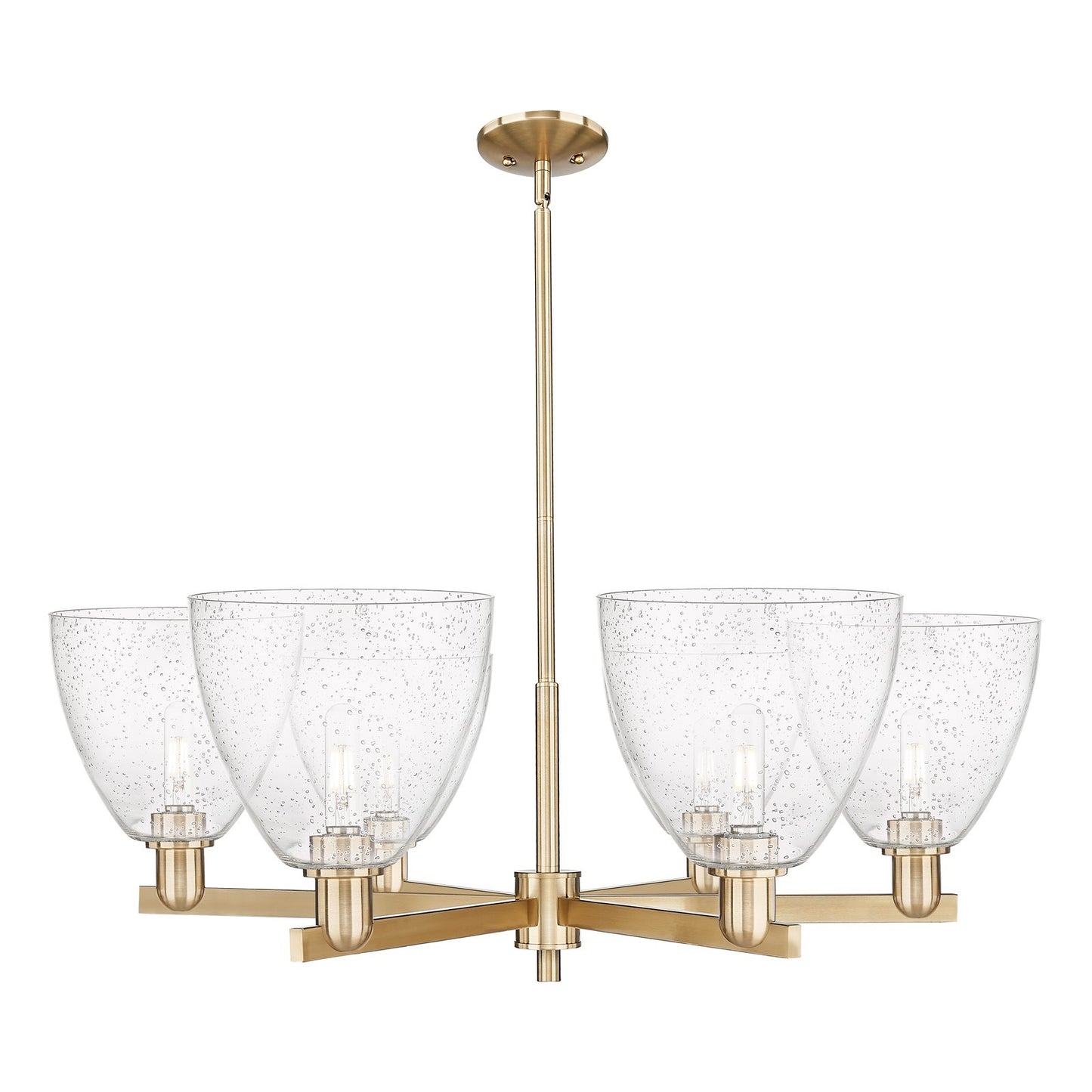 Innovations Bristol 39in 6-Light Chandelier | Industrial Champagne Bronze Steel and Seedy Glass | Dining Room & Living Room | Model 716-6CR-CB-GBD-94