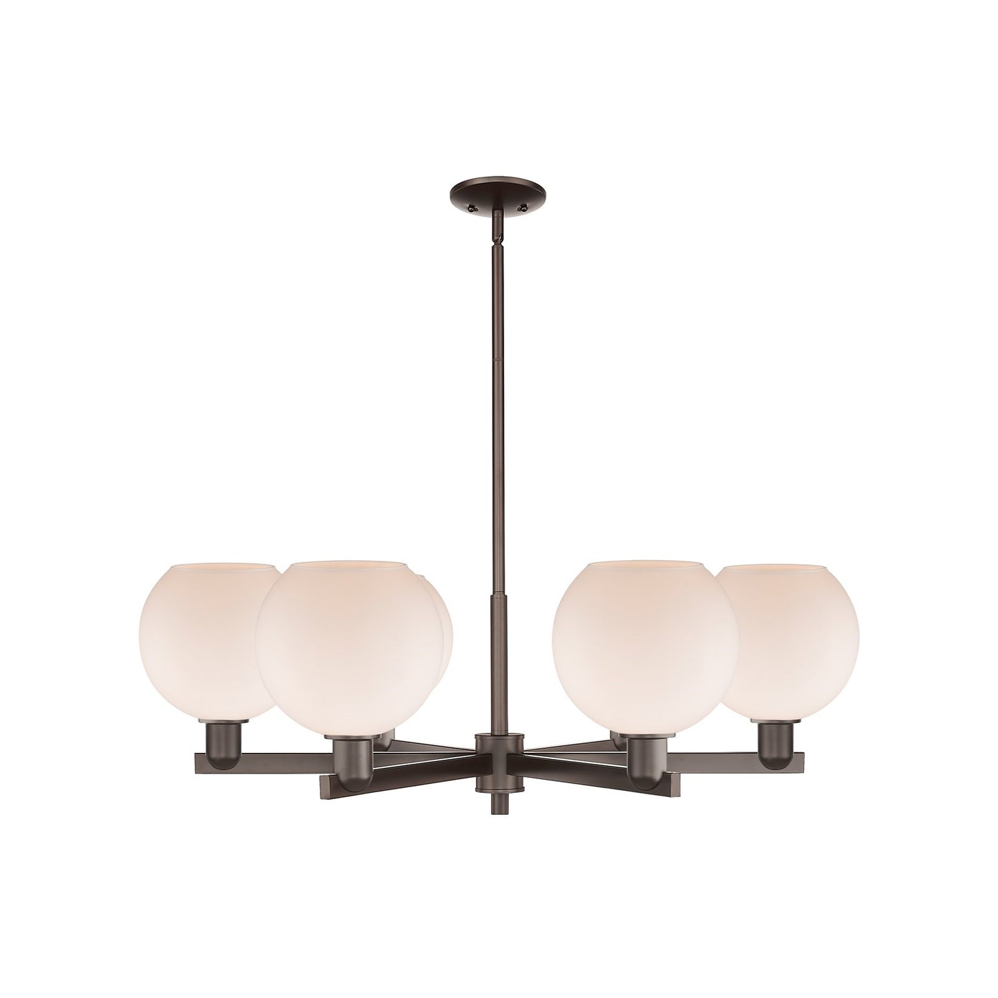 Innovations Athens 38in 6-Light Chandelier | Industrial Oil Rubbed Bronze and Matte White Glass | Dining Room & Living Room | Model 716-6CR-OB-G121-8