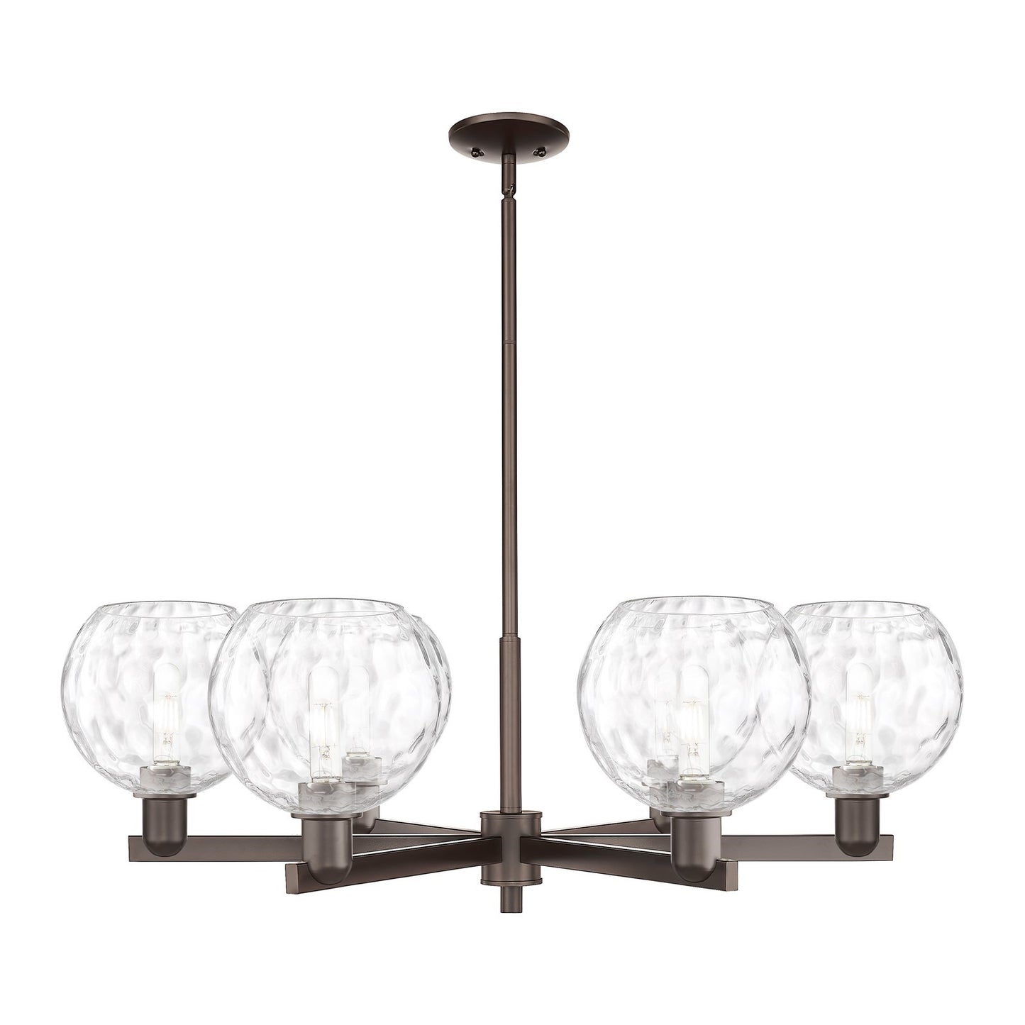 Innovations Athens Water Glass 38in 6-Light Chandelier | Industrial Oil Rubbed Bronze and Clear Glass | Dining Room & Living | Model 716-6CR-OB-G1215-8