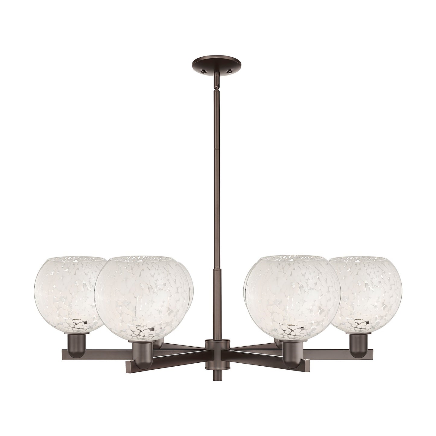 Innovations Lighting Arcadia 38in 6-Light Chandelier | Industrial Oil Rubbed Bronze and White Mouchette Glass | Dining Room & | Model 716-6CR-OB-G1216-8WM