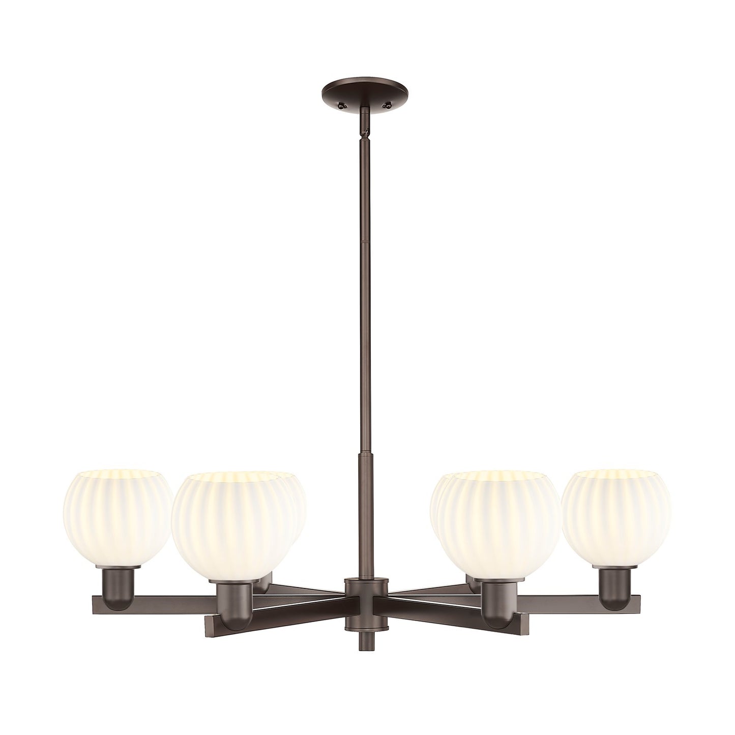 Innovations Lighting Arcadia 36in 6-Light Chandelier | Industrial Oil Rubbed Bronze and White Venetian Glass | Dining Room & | Model 716-6CR-OB-G1217-6WV