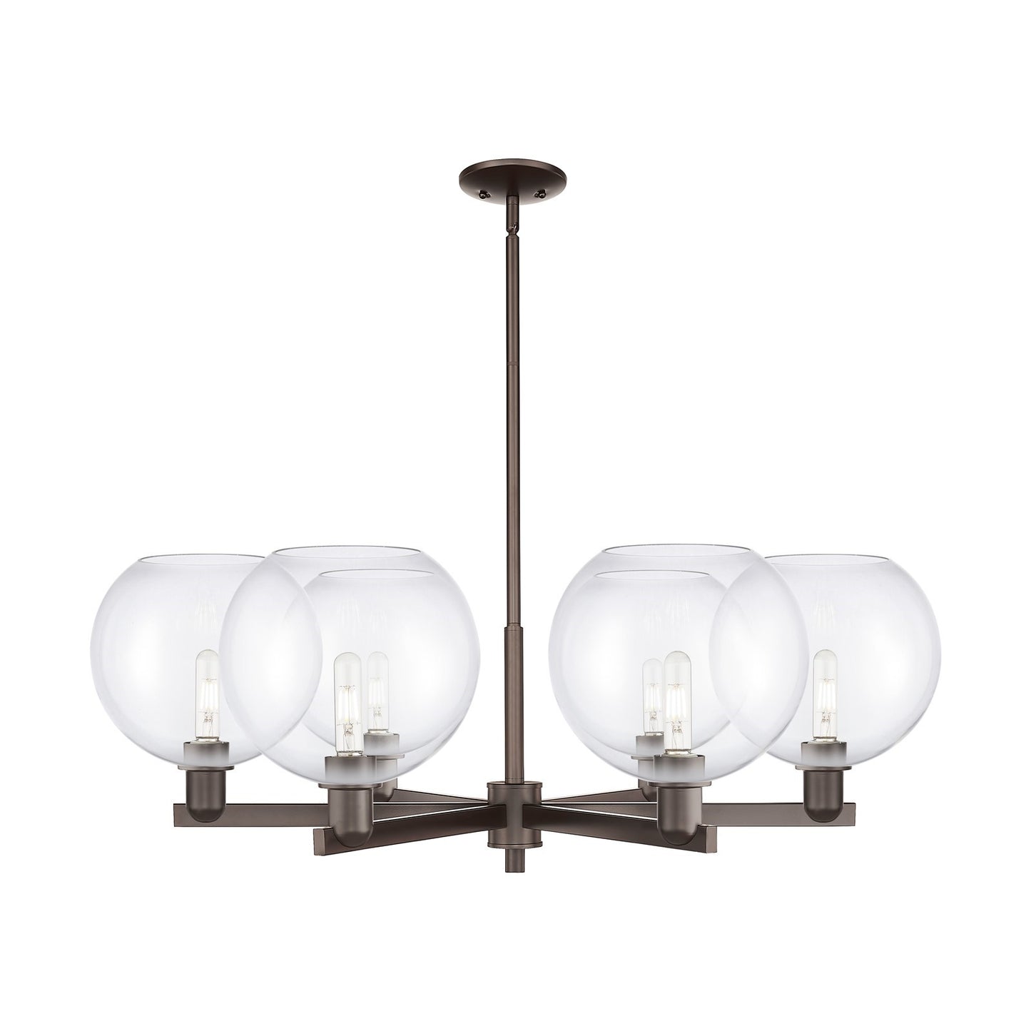 Innovations Athens 40in 6-Light Chandelier | Industrial Oil Rubbed Bronze Steel and Clear Glass | Dining Room & Living Room | Model 716-6CR-OB-G122-10