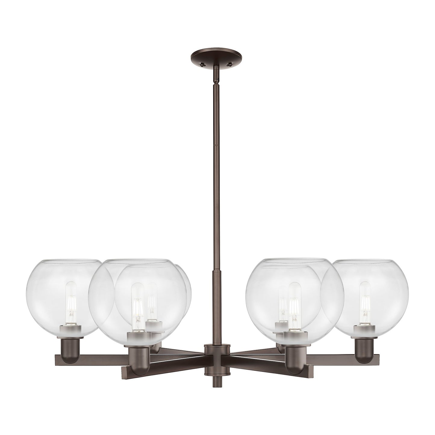 Innovations Athens 38in 6-Light Chandelier | Industrial Oil Rubbed Bronze Steel and Clear Glass | Dining Room & Living Room | Model 716-6CR-OB-G122-8