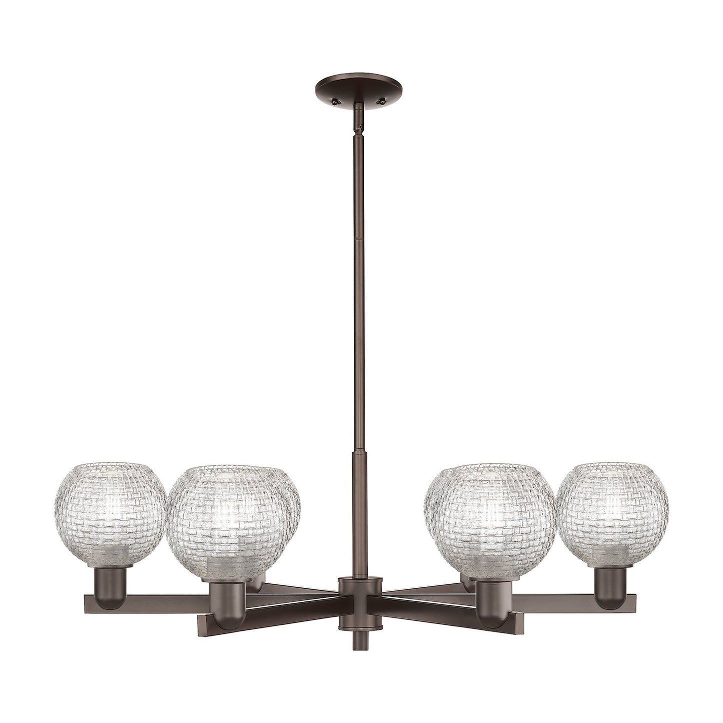 Innovations Athens 36in 6-Light Chandelier | Industrial Oil Rubbed Bronze Steel and Clear Basket Weave Glass | Dining Room & | Model 716-6CR-OB-G122C-6CL