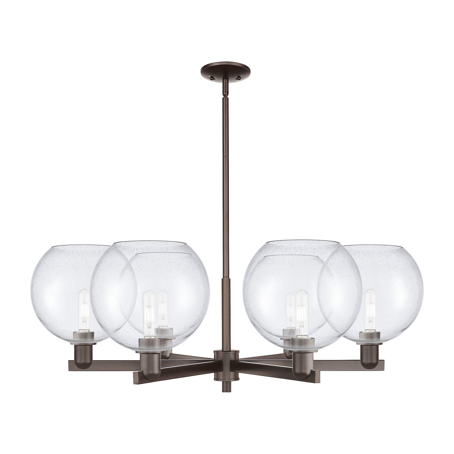 Innovations Athens 40in 6-Light Chandelier | Industrial Oil Rubbed Bronze Steel and Seedy Glass | Dining Room & Living Room | Model 716-6CR-OB-G124-10