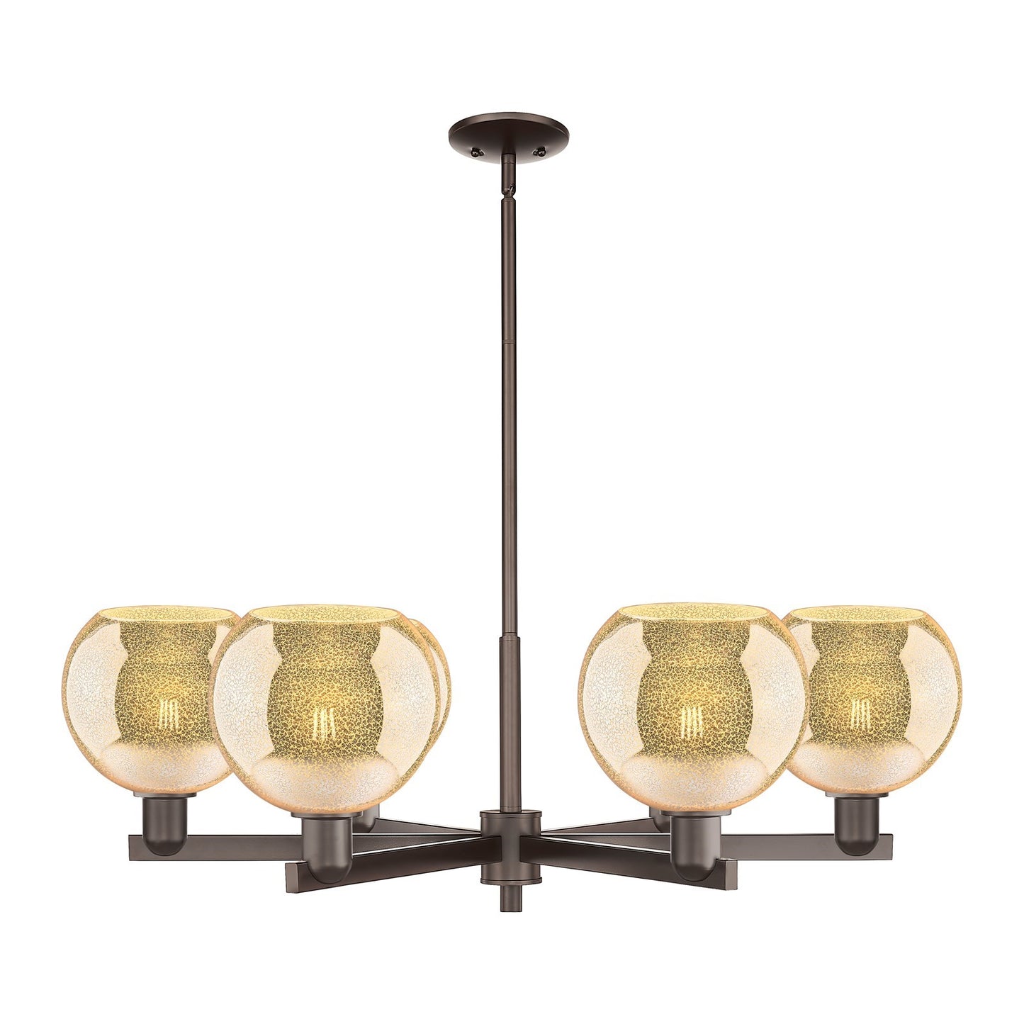 Innovations Athens 38in 6-Light Chandelier | Industrial Oil Rubbed Bronze Steel and Mercury Glass | Dining Room & Living Room | Model 716-6CR-OB-G128-8