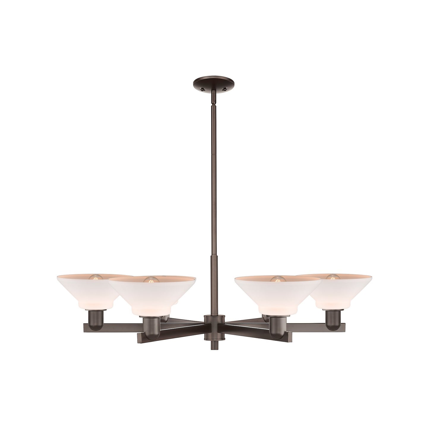 Innovations Orwell 38in 6-Light Chandelier | Industrial Oil Rubbed Bronze Steel and Matte White Glass | Dining Room & Living Room | Model 716-6CR-OB-G131