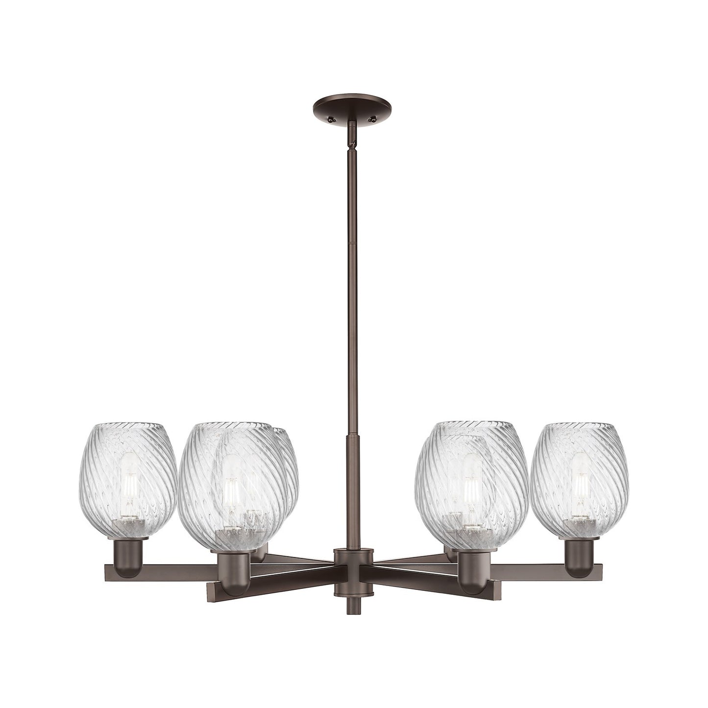 Innovations Salina 35.5in 6-Light Chandelier | Industrial Oil Rubbed Bronze Steel and Clear Spiral Fluted Glass | Dining Room & | Model 716-6CR-OB-G292