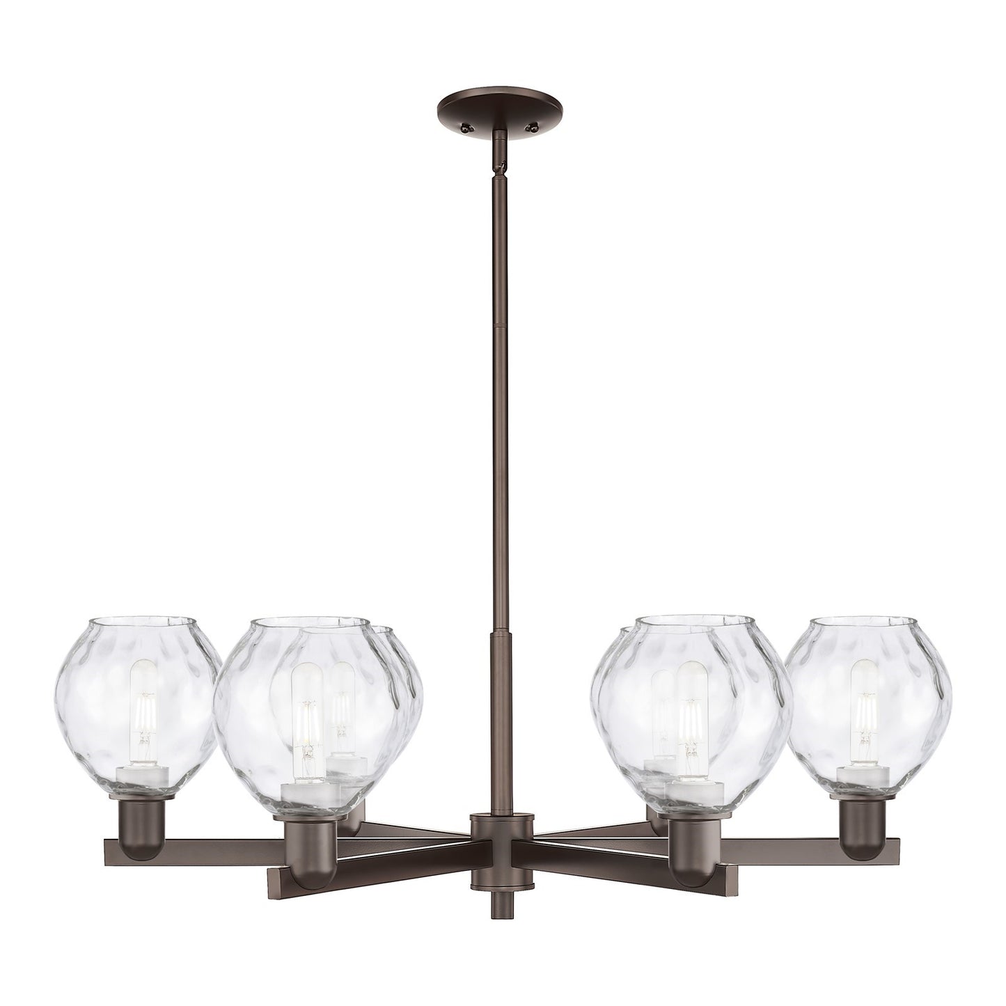 Innovations Waverly 36in 6-Light Chandelier | Industrial Oil Rubbed Bronze Steel and Clear Glass | Dining Room & Living Room | Model 716-6CR-OB-G362