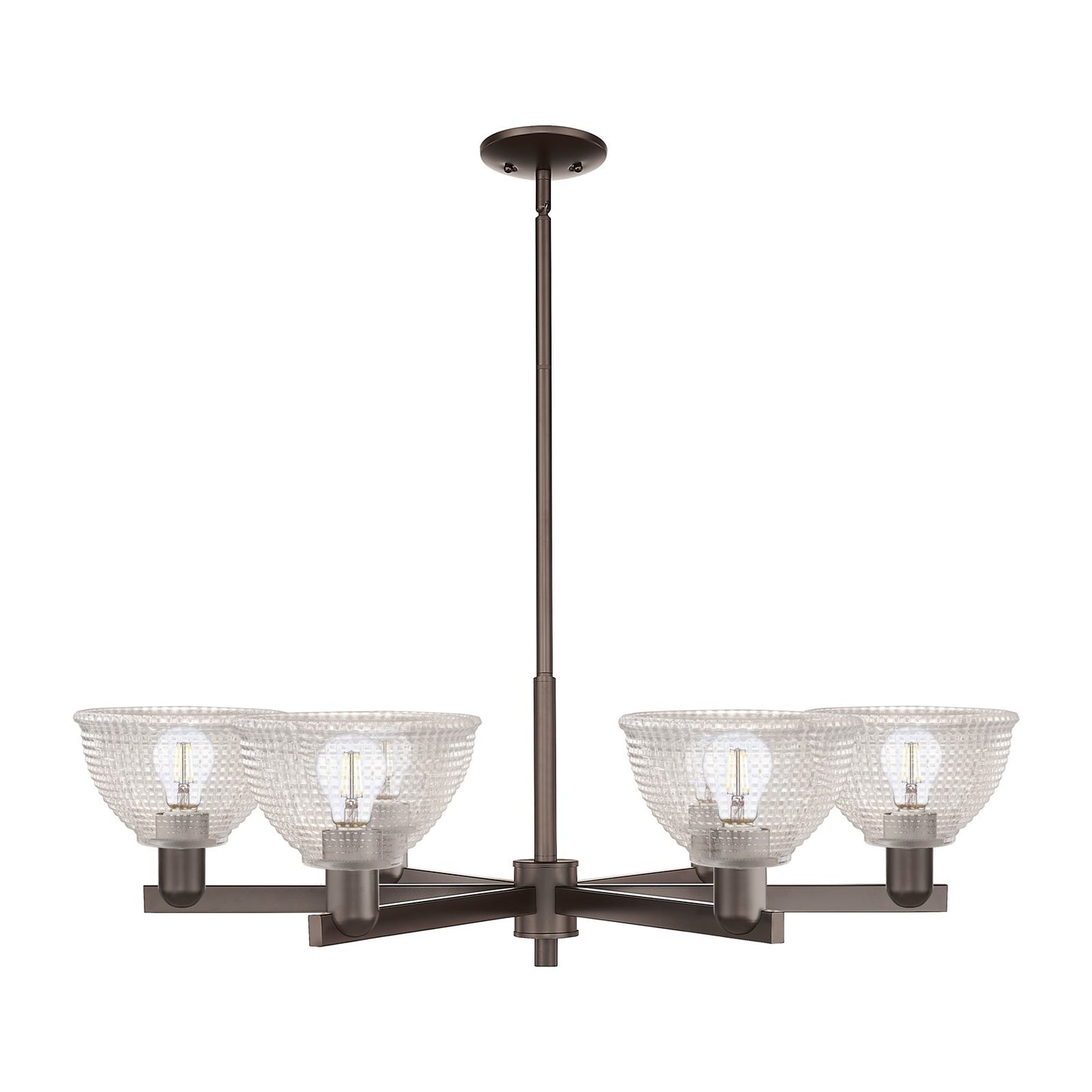 Innovations Arietta 38in 6-Light Chandelier | Industrial Oil Rubbed Bronze Steel and Clear Glass | Dining Room & Living Room | Model 716-6CR-OB-G422