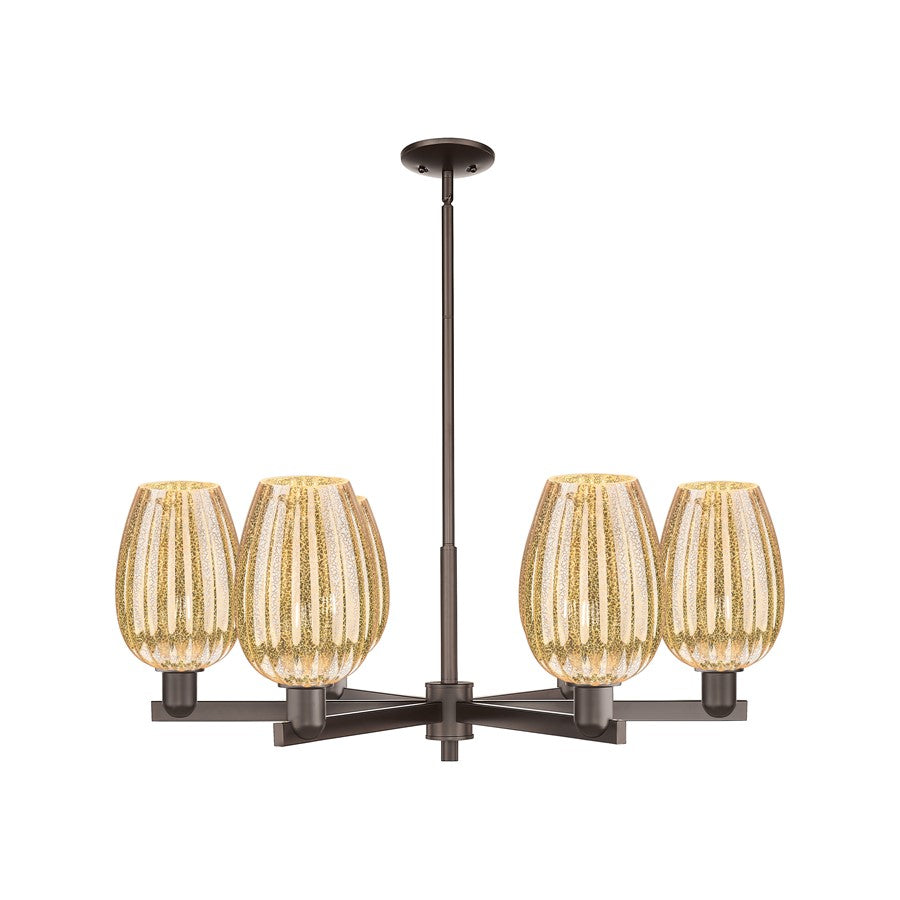 Innovations Preston 6Lt 24" Flute Stem Chandelier, OB/MC - 716-6CR-OB-G457-6ME