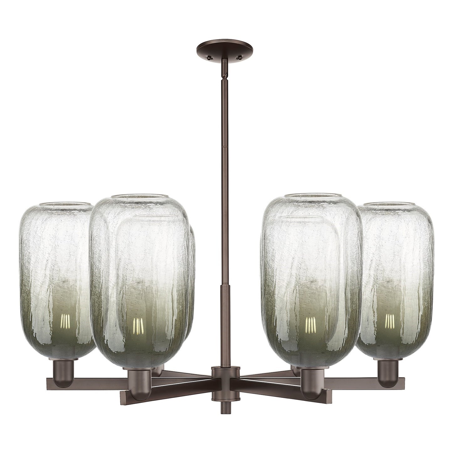 Innovations Brookhaven Cloche 36.75in 6-Light Chandelier | Industrial Oil Rubbed Bronze Steel and Slate Glass | Dining Room & | Model 716-6CR-OB-G482-7SL