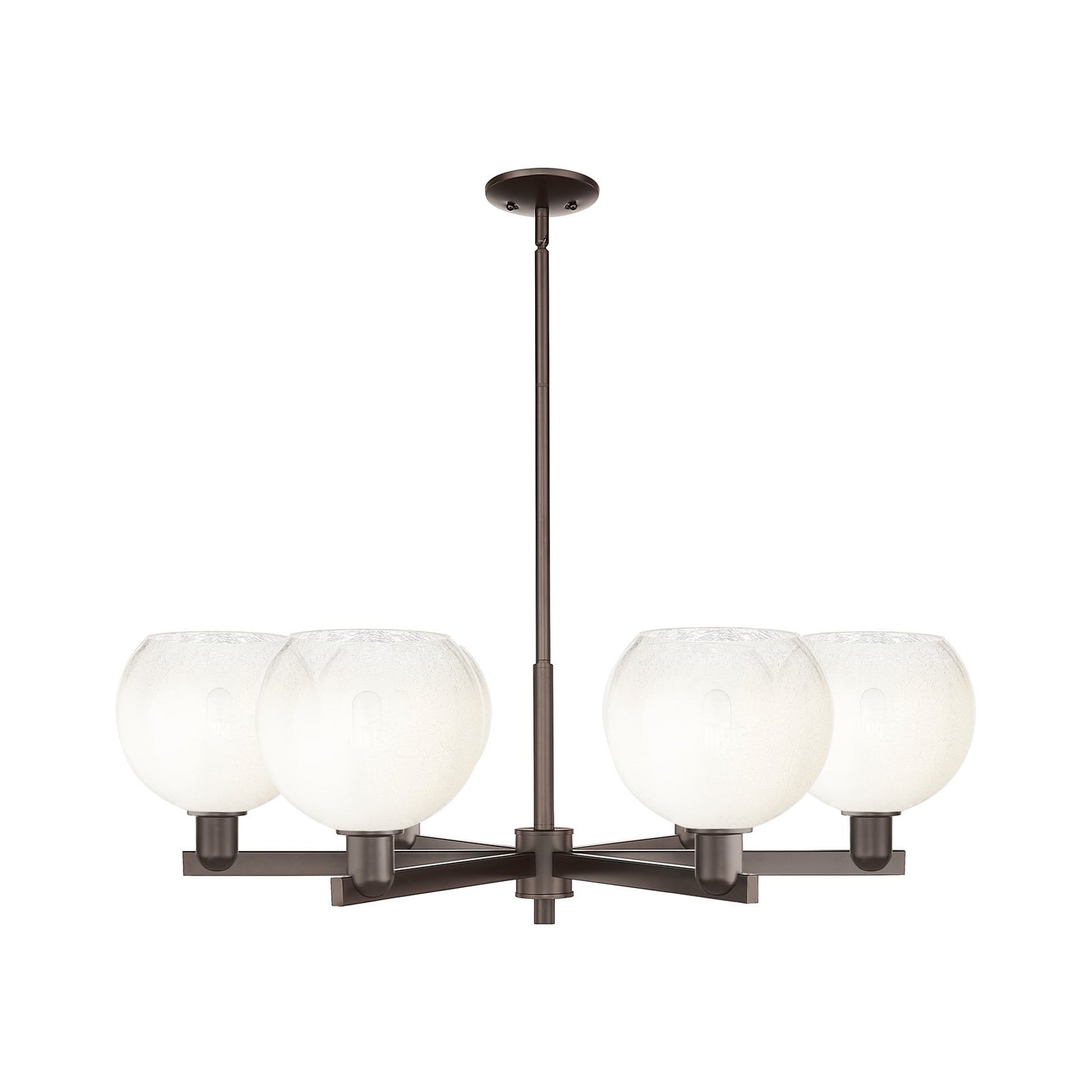 Innovations Brookhaven Globe 38in 6-Light Chandelier | Industrial Oil Rubbed Bronze Steel and Opal Glass | Dining Room & | Model 716-6CR-OB-G483-8OP