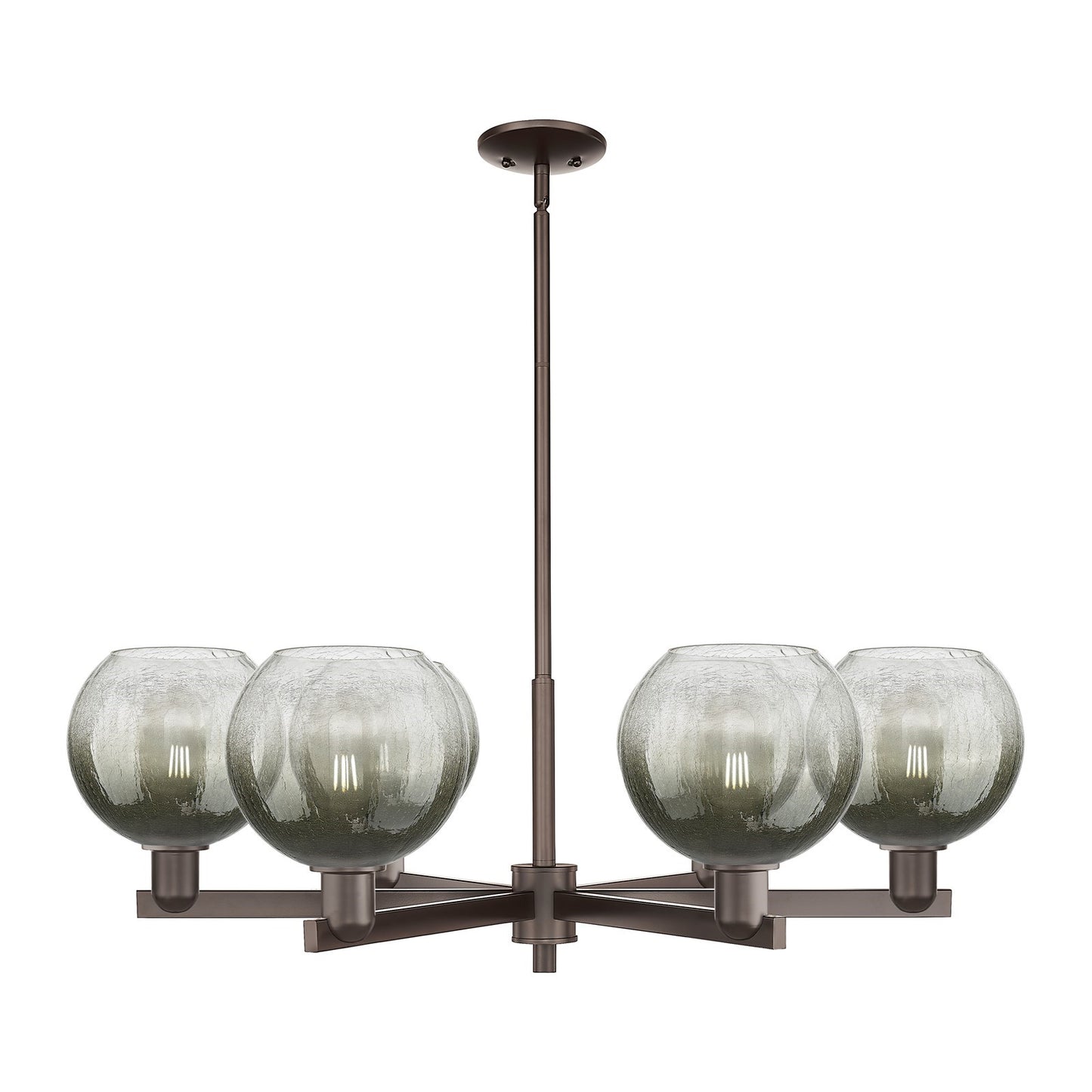 Innovations Brookhaven Globe 38in 6-Light Chandelier | Industrial Oil Rubbed Bronze Steel and Slate Glass | Dining Room & | Model 716-6CR-OB-G483-8SL