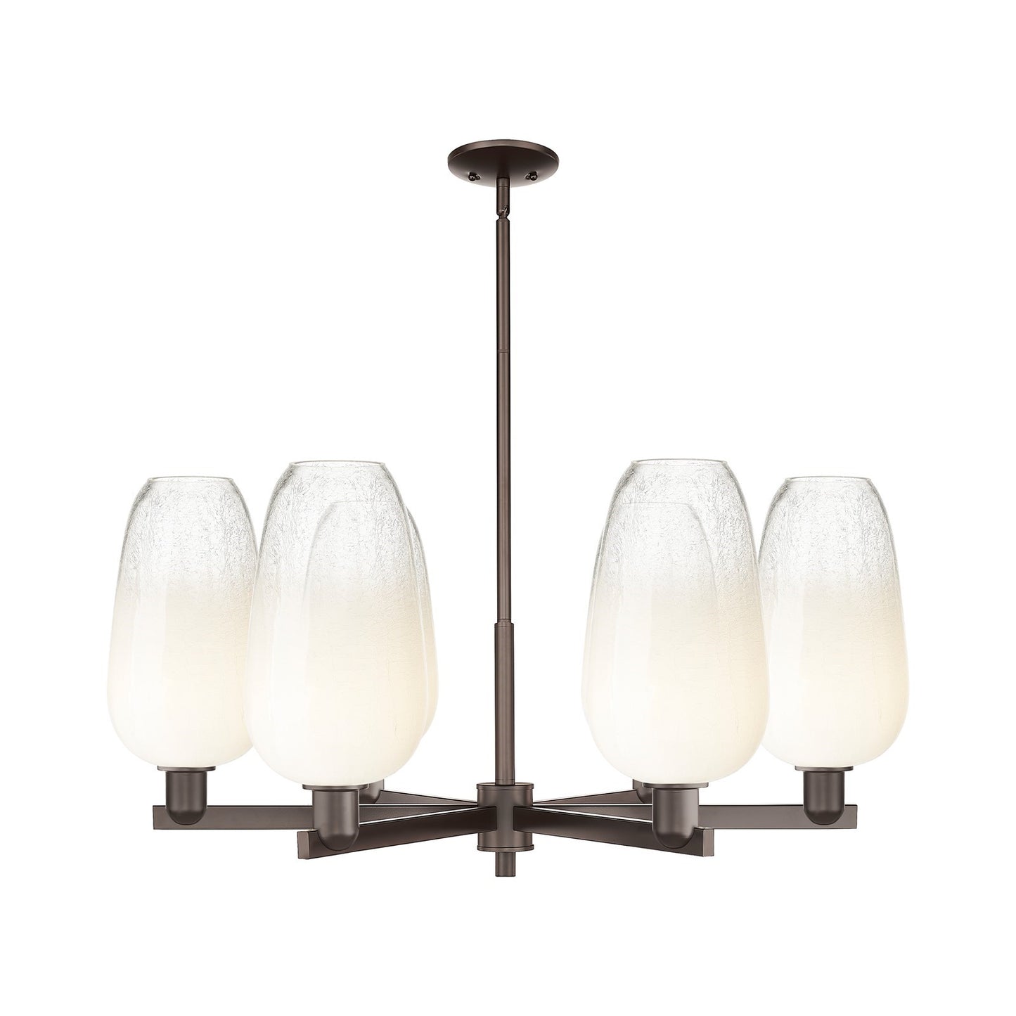 Innovations Brookhaven Flute 37in 6-Light Chandelier | Industrial Oil Rubbed Bronze Steel and Opal Glass | Dining Room & | Model 716-6CR-OB-G484-7OP