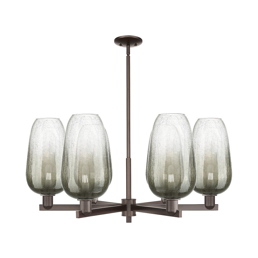 Innovations Brookhaven Flute 24in 6-Light Chandelier | Industrial Oil Rubbed Bronze and Slate Glass | Dining Room & Living | Model 716-6CR-OB-G484-7SL