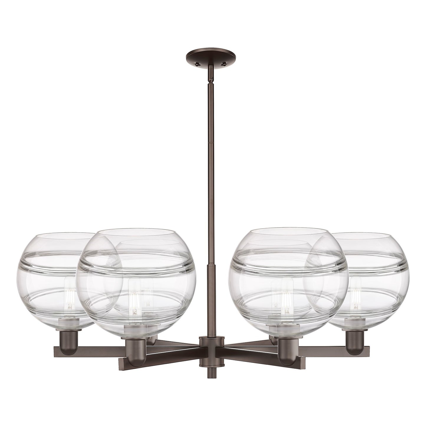 Innovations Rochester 40in 6-Light Chandelier | Industrial Oil Rubbed Bronze Steel and Clear Glass | Kitchen Island & Dining | Model 716-6CR-OB-G556-10CL
