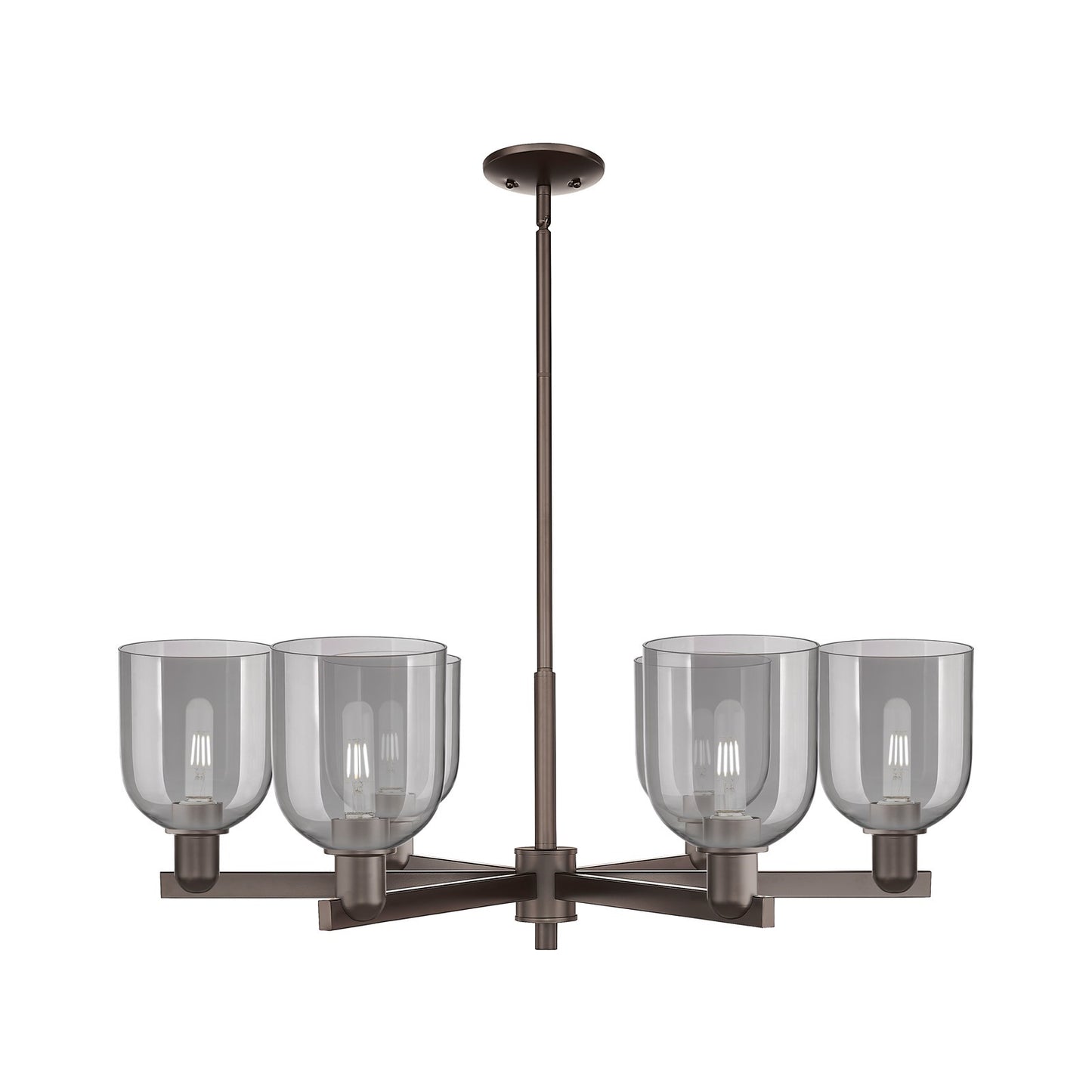 Innovations Bella 35in 6-Light Chandelier | Industrial Oil Rubbed Bronze and Light Smoke Glass | Dining Room & Living Room | Model 716-6CR-OB-G558-6SM